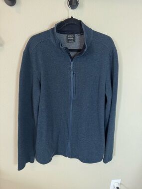 prAna Mens Navy Blue Zip Jacket Size L Recycled Wool Blend